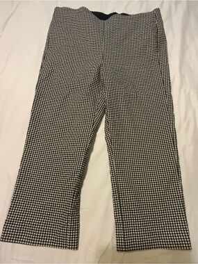 Chicos Black And White Gingham Checked Ankle Length Straight Pants Size 14